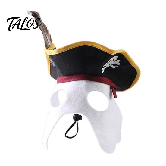 Pet Cosplay Supplies Halloween Pirate Hat, Black Hood with Feather, Funny Cat Photography Props Hat Face Mask for Dogs And Cats Party Costume