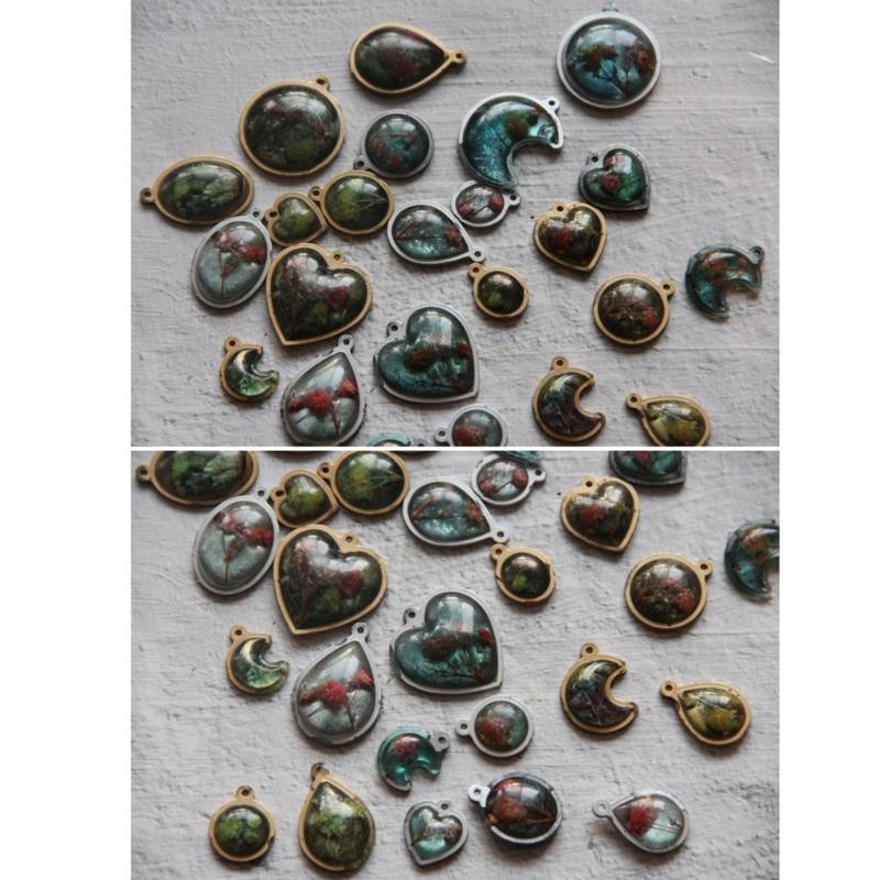 Heart Oval Moon Round Resin Pendant Silicone Molds with 15 Cavities For Handmade Resin Pendant Jewelry Crafting