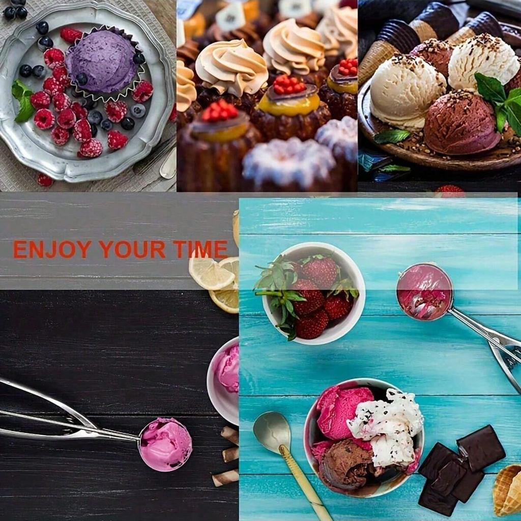 1Pcs Ice Cream Scoops Stainless Steel, Stainless Steel Cookie Dough Scoops, Cookie Scoops For Baking, Ice Cream Scooper With Trigger Release,S/M/L