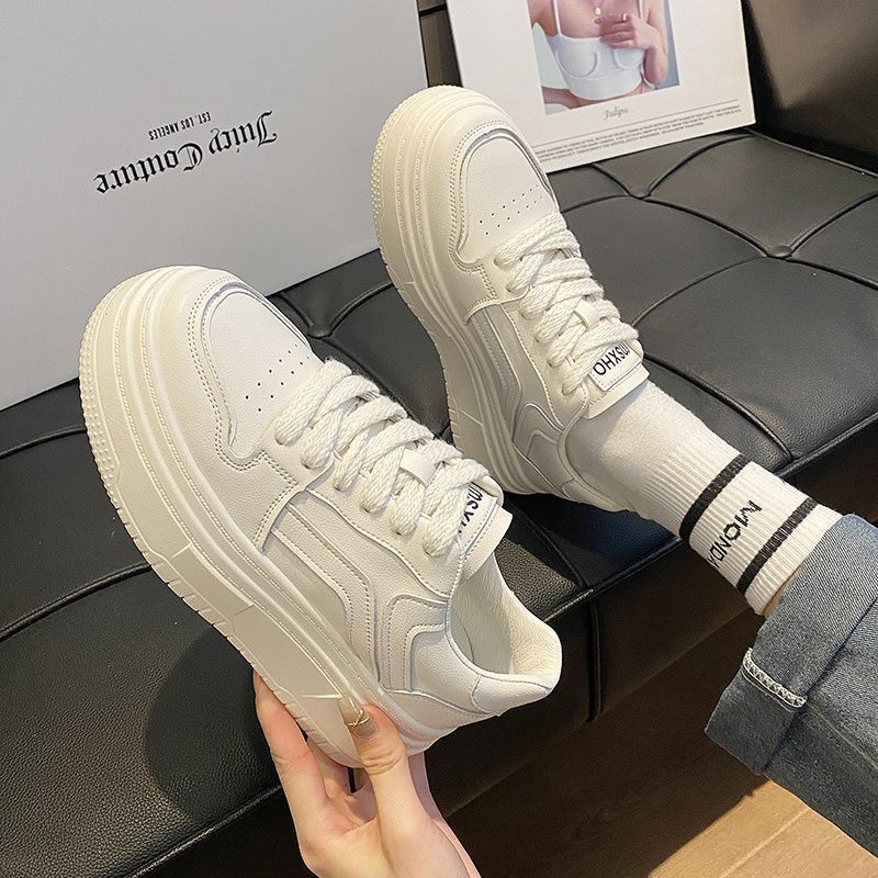 

Маленькие белые туфли студенческие универсальные маффины на толстой подошве модные повседневные кеды женские туфли универсальные 40 белый