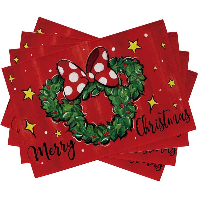 New Christmas Linen Square Placemat - Festive Party Tablecloth Decor, Beautify Coffee Table Mat.