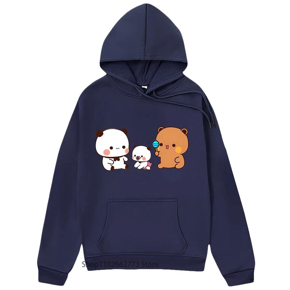 Bubu Dudu and Baby Panda Bear Print Hoodies Kawaii Cute Girls Clothes Winter Fleece Casual Streetwear Women Clothes Harajuku