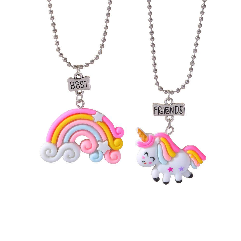15 Stil Polymer Clay Anhänger Best Friends Halsketten Set BFF Fimo Regenbogen Lutscher Eiswaffeln Anhänger Perlen Kette Kinder Geschenk