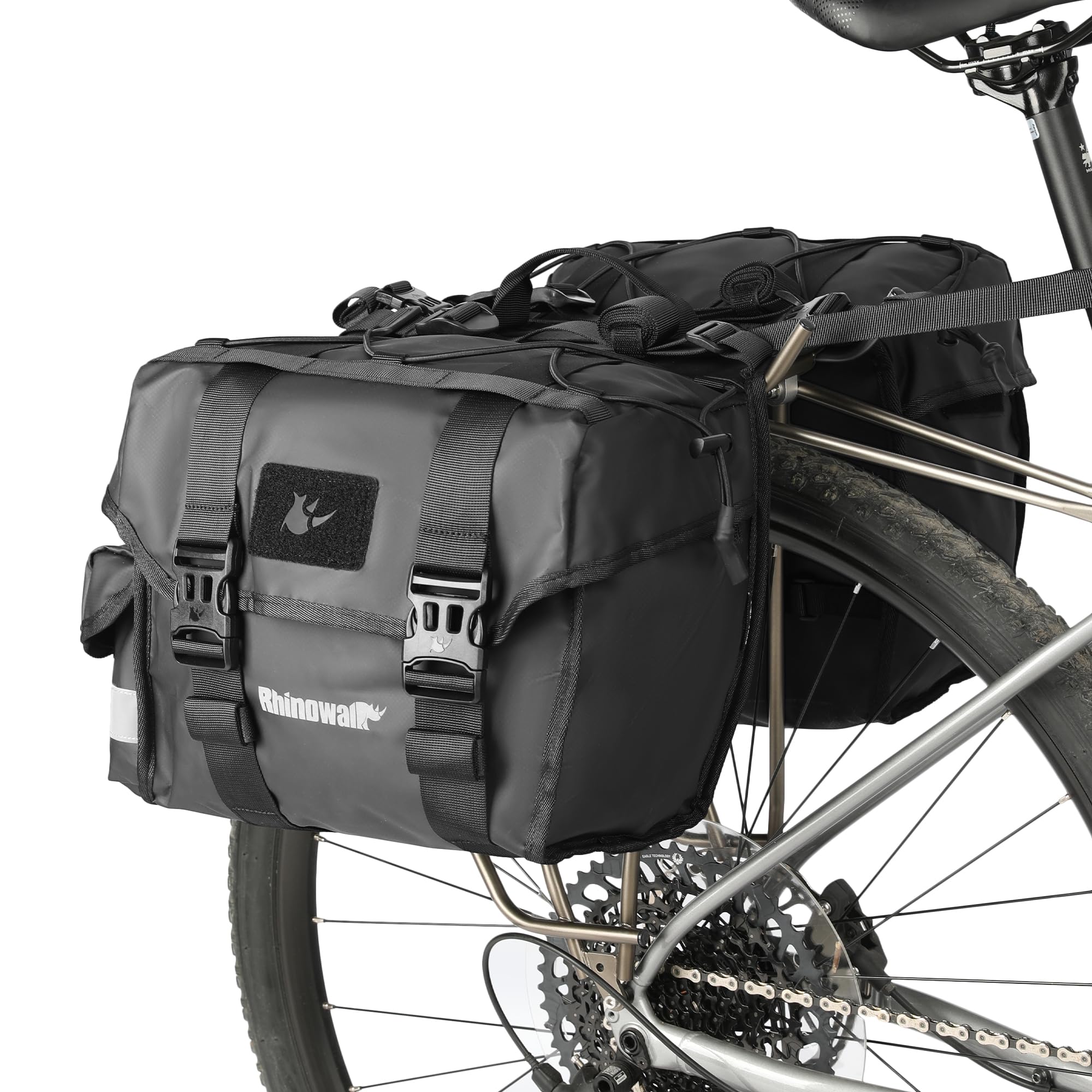 Rhinowalk Bicycle Pannier Bag 22L Double Pannier Bag Saddle Bag Rear Rack Bicycle with Carry Handle Professional Cycling Accessory - Black