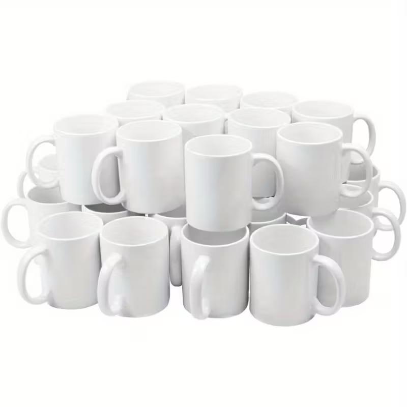 WTEMPO Tazze Sublimatiche in Ceramica Bianca Tazze da Caffè Vuote con Superficie di Stampa Lucida Ideali per Regali Promozionali Branding Aziendale Feste