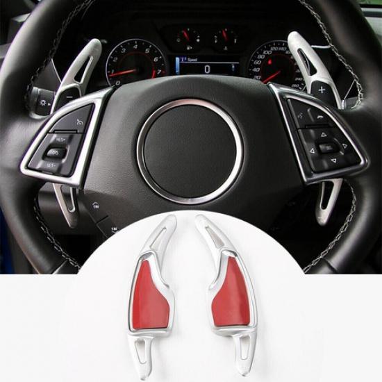 2pcs Steering Wheel Shift Paddle Shifter Trim For Chevrolet Camaro 2017+ Silver