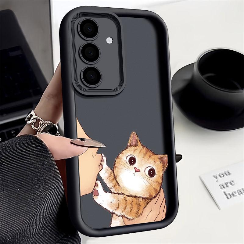 

Чехол для телефона Samsung S26 S25 S24 S23 S21 S20 Ultra Лицо девушки Без поцелуя Кошка Милый Funda для Galaxy S25 S24 FE S26 Plus Мягкий чехол Galaxy S20