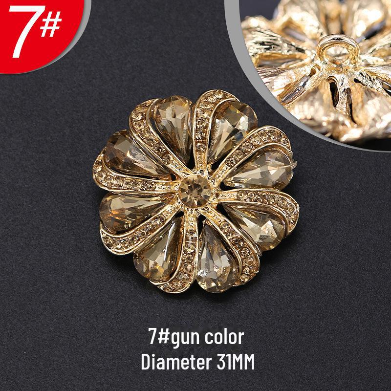 Damskie ekskluzywne czarne modne metalowe guziki z futra norek z wzorem płatków ze strasów