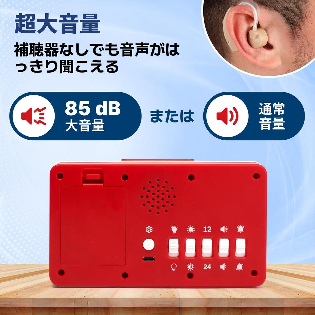 Talking Alarm Clock for the Visually Those with and Those with Hearing Loss 85dB Volume Display Large Numbers and Function Impaired, Elderly,