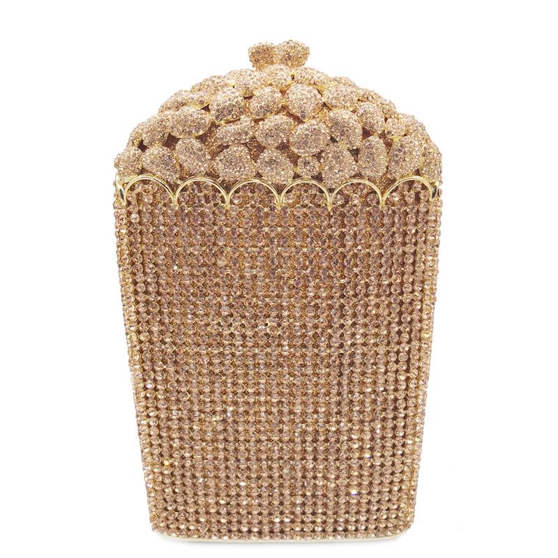 Popcorn White Clear/Red Evening Clutch Bag Wedding Purse Handmade Dazzling Women Shoulder Chain Handbags Party Cocktail Clutches
