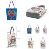 Stylish Women's Canvas Tote Shoulder Handbag Featuring Owl Design For Travel And Shopping