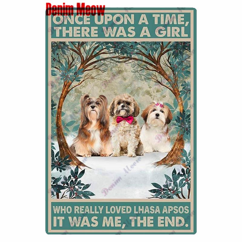 Vintage Metal Tin Sign for Home Decoration Once A Time There Was a Girl Cats Toilet Bathroom New Arrival WY