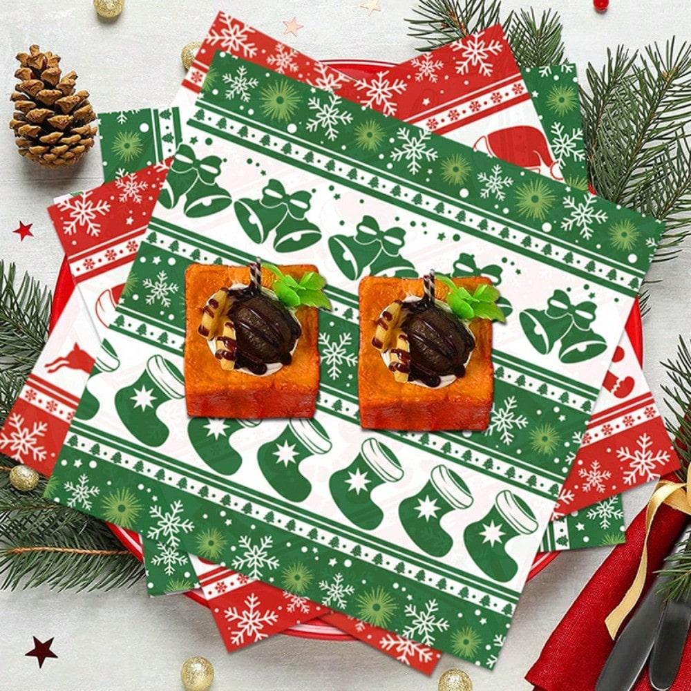 20 stuks Kerst Vetbestendig Voedsel Inpakpapier Anti-Olie Wrappers voor Sandwiches Hamburgers Gefrituurde Kip Tray Liners