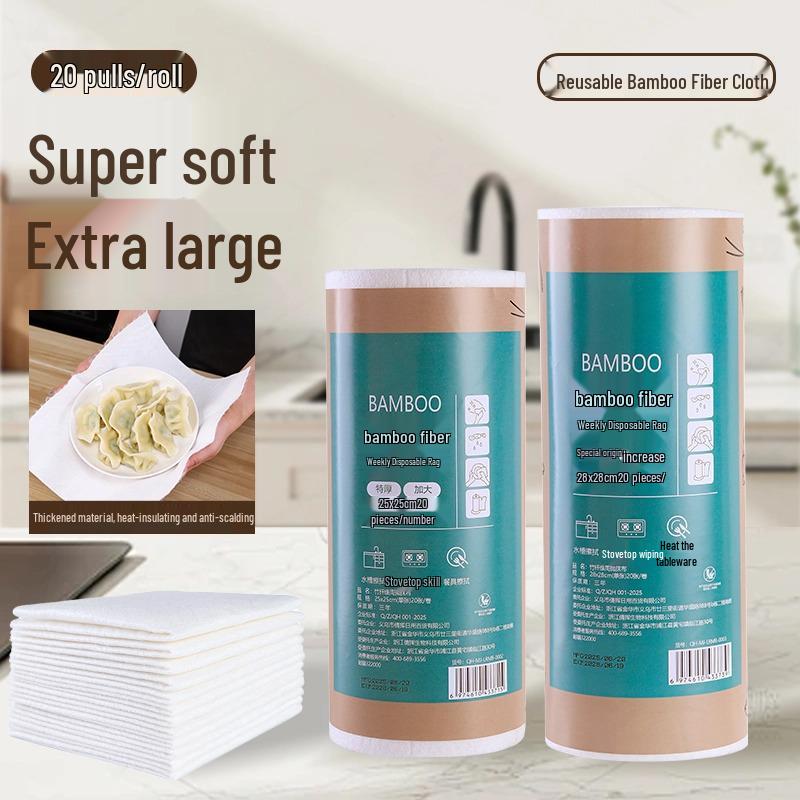 Bambusfaser Fauler Küchenlappen - Langlebig, fusselarm, dick & saugfähig Reinigungstuch