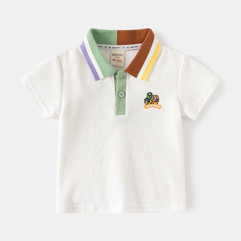 Children's Clothing Summer Boys' Short-Sleeved T-Shirt Korean Style Kidsren's Polo Shirt Half-Sleeved Top Baby Lapel Embroidered Clothes