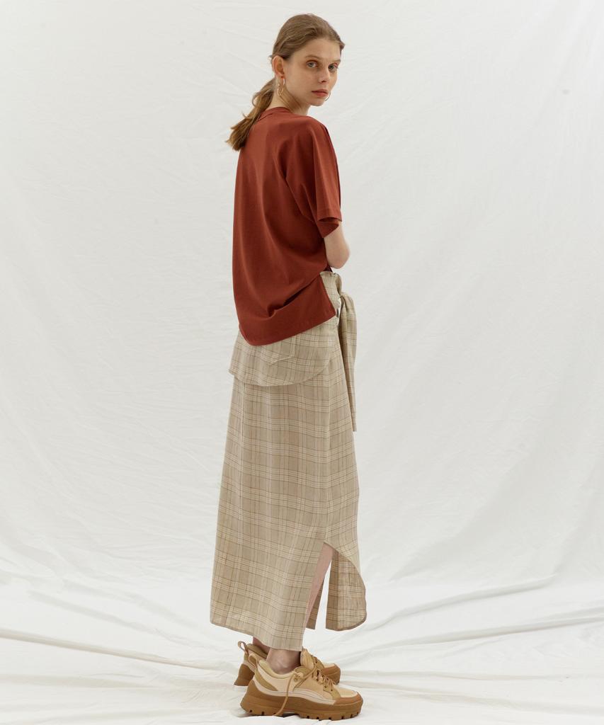 Enor Tie Up Point Linen Skirt - Beige