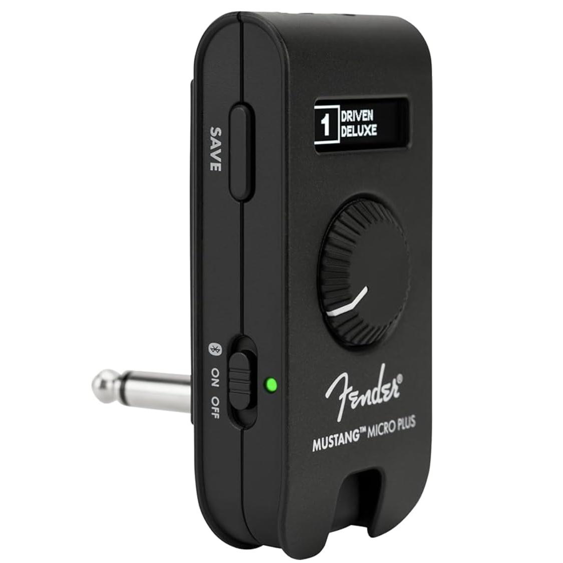 Fender Mustang Micro Plus Headphone Amp for Guitar & Bass     Portable, High-Quality Sound, Compact Practice Amplifier
