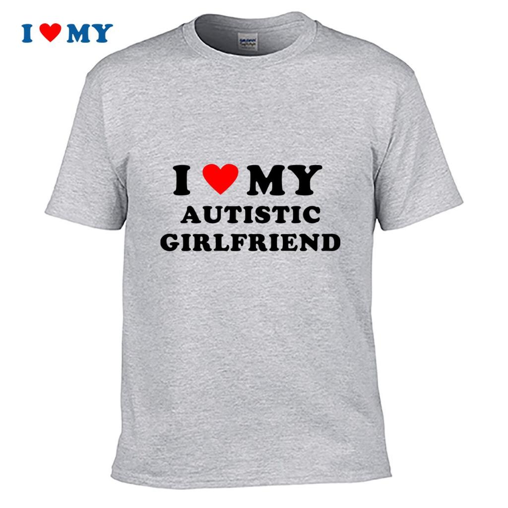 Ich liebe meine autistische Freundin T-Shirt Lässig Schwarz Kurzarm T-Shirt Perfektes Geschenk Für Unterstützer des Autismus-Bewusstseins