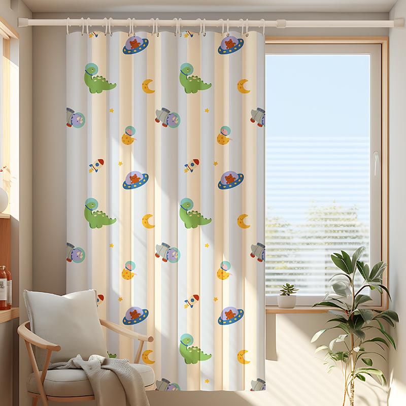 No Punching Living Room Half Blackout Curtains Simple Dark Cute Small Fresh Pastoral Room