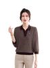 Mom's Stylish Spring Striped Lapel Knitwear for Middle-Aged & Elderly Women - Age-Reducing, Loose Fit T-shirt Top