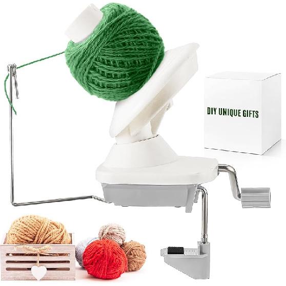 FLKQC Yarn Winder for Crocheting, Hand-Operated Yarn Ball Winder, Sturdy ABS Yarn Cake Winder Perfect for Knitting Enthusiasts (Nude Pink) Modern Gray
