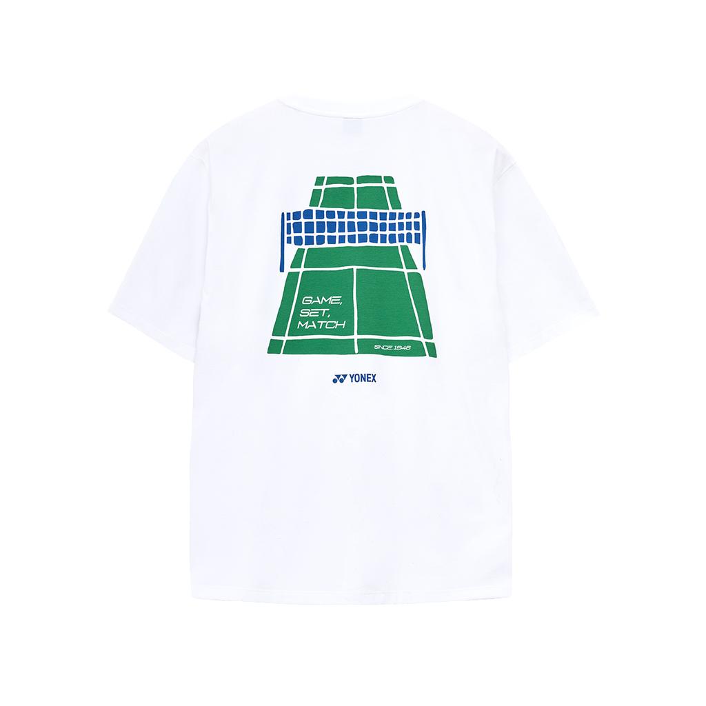 YONEX 251Ts042U White Unisex Coat Drawing Short Sleeve T-Shirt
