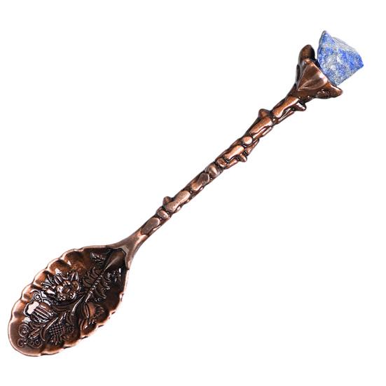 Crystal Coffee Scoop Vintage Carved Stirring Spoon Irregular Polished Stone Dessert Spoon