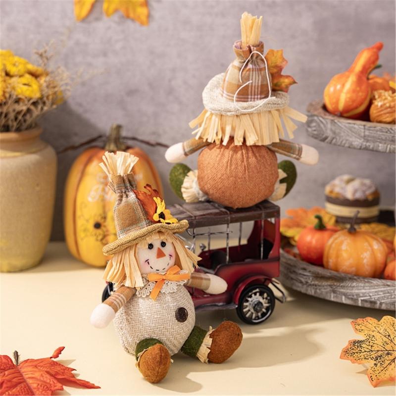 Handmade Scarecrows Sphere Hanging Decors Comfortable Straw Scarecrows Hanging Sphere for Seasonal Home Embellishment