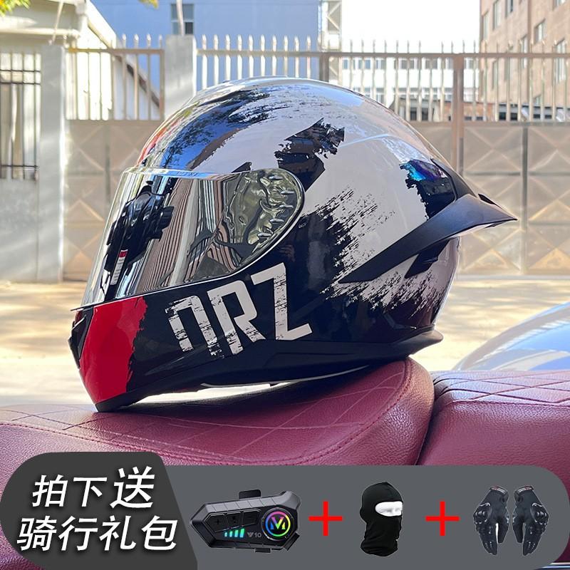ECE/GB Certified Full Face Motorcycle Helmet With Bluetooth Intercom Men Women Use Large Rear Wing Stylish Design