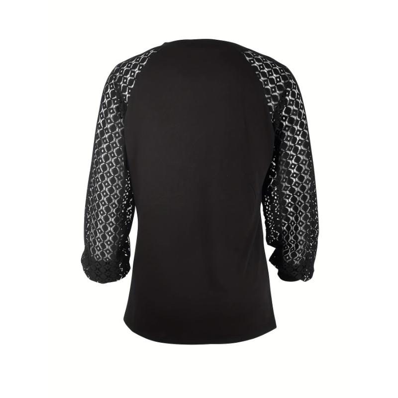 Long Sleeve Elegant Polyester Blouse With Ruffles, Round Neck, And Relaxed Fit, Suitable For All Seasons