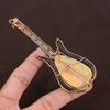 Natural Yellow Mookaite Handmade Copper Wire Wrap Guitar Pendant 4.53" k8V43