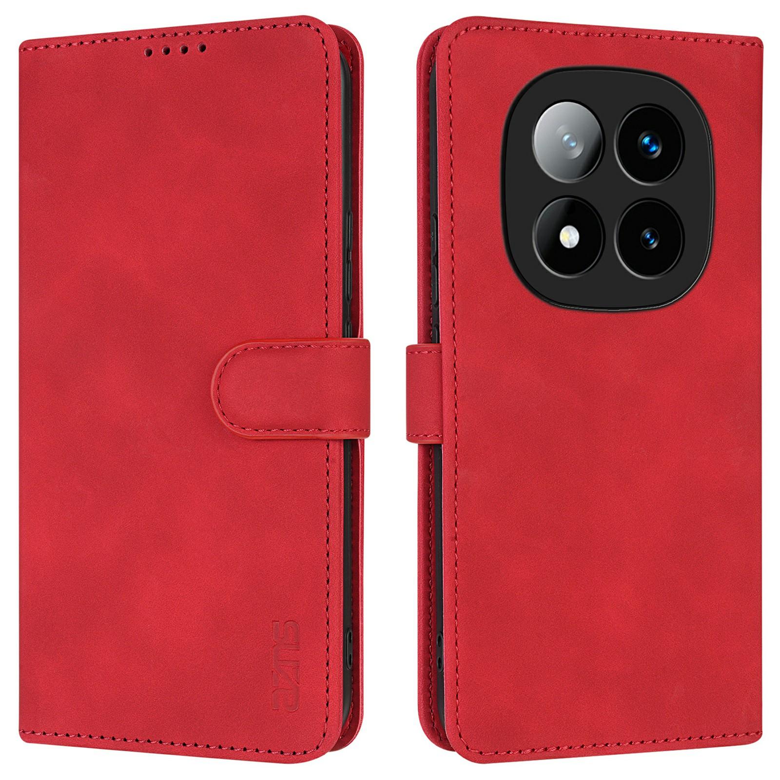 

For Xiaomi Redmi Note 14 Pro 5G/Poco X7 5G Case PU Leather Wallet Phone Cover Red