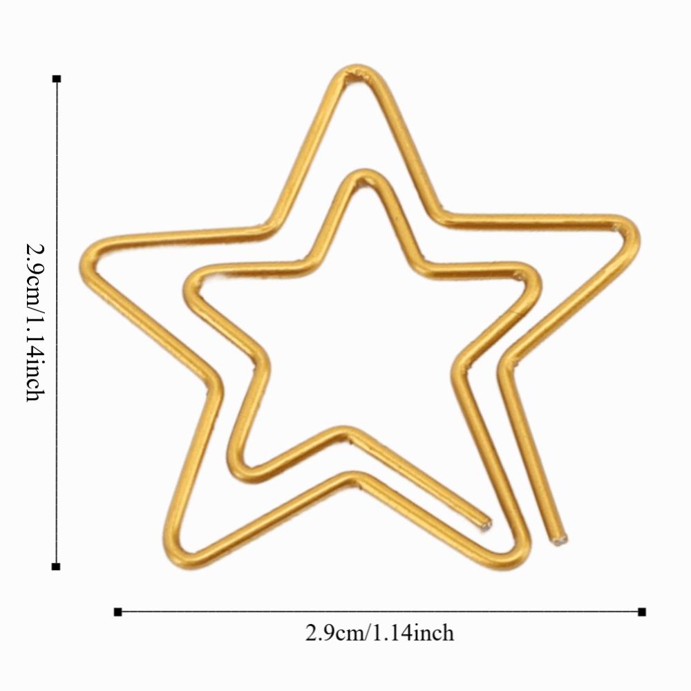 100PCS Gold Color Cute Paper Clips Star Shaped Metal Paper Clips Decorative Paper Clips Home