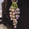 DIY Hand Woven Grape Beaded for Women Exquisite Red Purple Beads Bag Pendant Car Key Creative Decoration Accessory Bag Charm