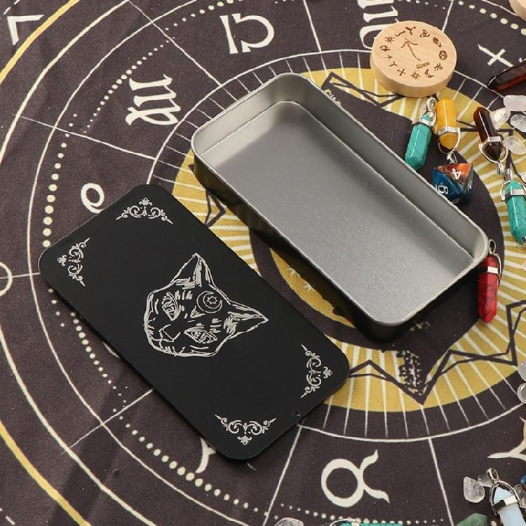 Portable Tarots Card Box Astrologys Divination Storage Case Iron Tarots Card Storage Case for Witches Decoration