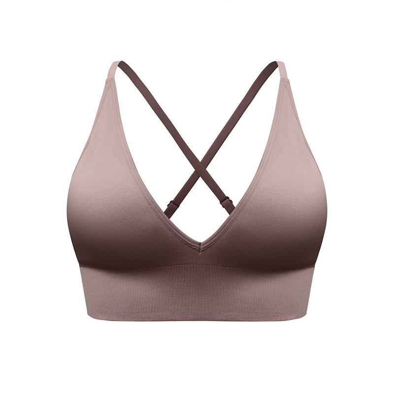 Women Cross Back Thin Strap Shockproof Sports Yoga Bra For Gym Fitness Training