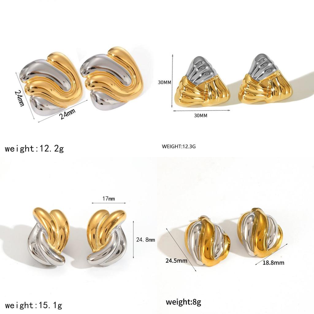 Boucles d'oreilles géométriques modernes en acier inoxydable pour femmes avec surface plaquée et look élégant