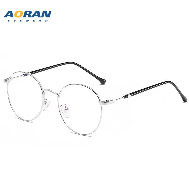 Computer protective eyeglasses trendy myopia glasses frame Vintage Metal Round Frame Non-Prescription Glasses for Men Blue light blocking glasses