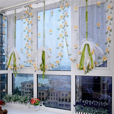 Flower Window Rural Bedroom Decor Sheer Drape Curtain Embroidered Butterfly Home Product Velcro Window Curtain 1 Pcs