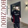 Vintage Patchwork Pullover Korean Harajuku Design Polo Neck Sweatshirt Streetwear Long Sleeve Sweatshirt Oversized Tops Y2k Style