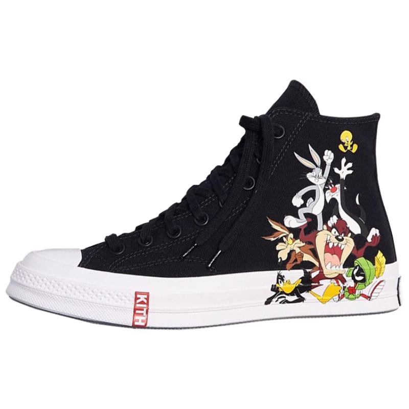 

Converse Kith X Looney Tunes X Chuck 1970-е парусиновые кроссовки средней высоты на шнуровке унисекс черные 36