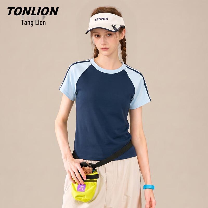 TonLion Women s Color-Block Raglan Short Sleeve T-Shirt M темно-синий