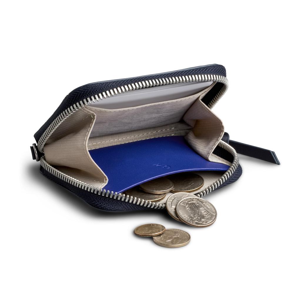 Bellroy Folio Piccolo Zippered Leather Mini Wallet for Men and Women with Card Slots, Coin Purse, and Key Storage - Navy