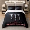 Set Biancheria da Letto Personalizzato Modello Monster Energy, Stampa Nome Testo 1 Copripiumino più 2 Federe Tessile per la Casa