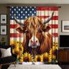 2 stücke HD Amerikanischen Flagge Sonnenblume Highland Kuh vorhang Gelb krawatte digital gedruckt vorhang Home Decor stil Schmücken wohnzimmer