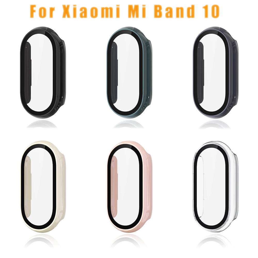 PC Case+Glass for Xiaomi Mi Band 10 All-around Bumper Anti-scratch Protective SmartBand Cover HD Screen Protector for MiBand 10