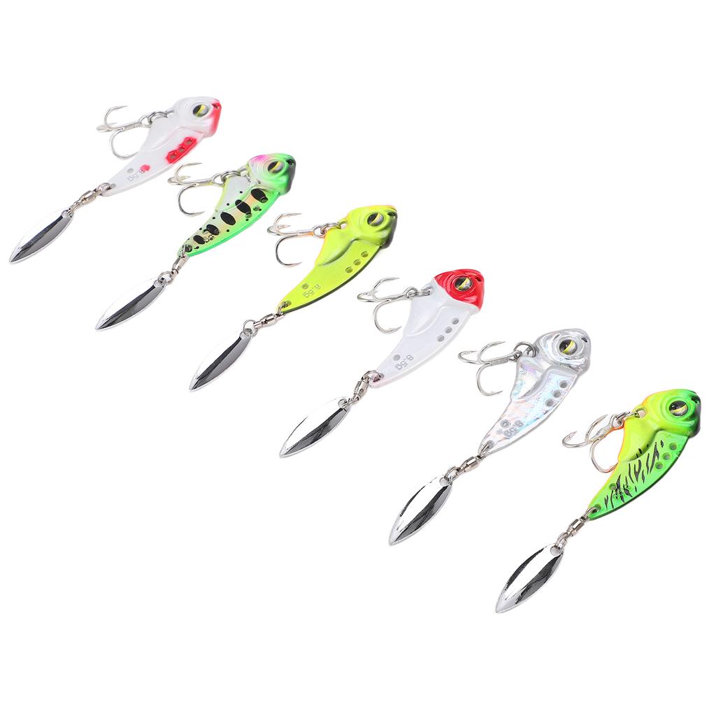6-teiliges Köder-Simulationsköder-Köder-Köder-Set, Wobbler, Vibrationsspinner für Süßwasser, Salzwasser