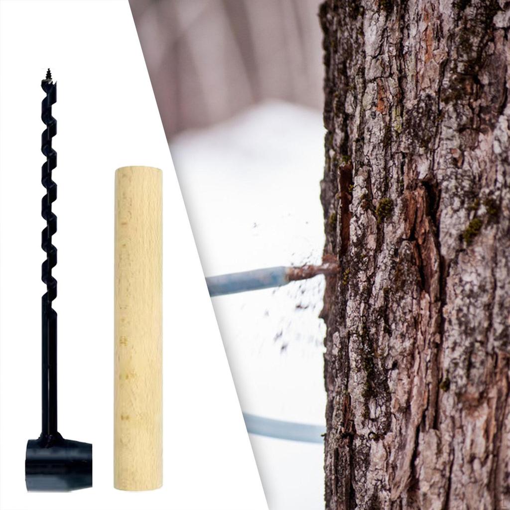 Auger Drill Hand Hole Bit Easy To Use Multipurpose Survival Tool with Wooden Handle for Hiking