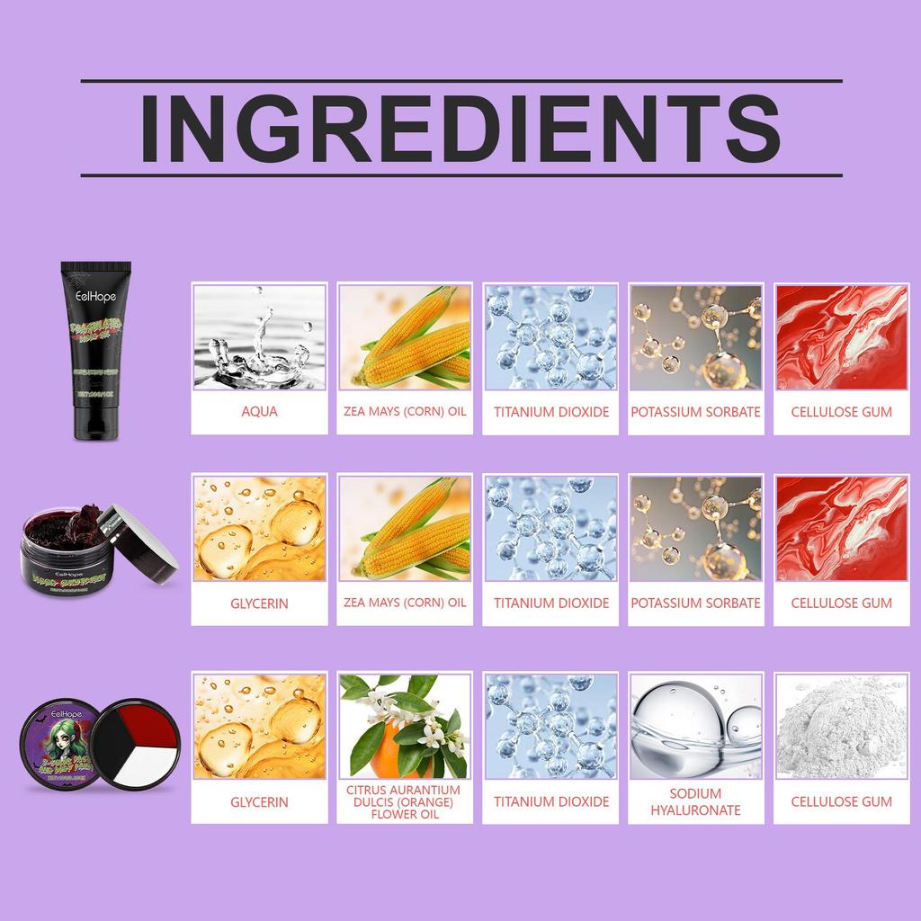 EELHOPE Vampire Cosmetic Set &Bruise Special Effects Makeup Kit & Fake Blood For Halloween Festival And Masquerade Party Looks