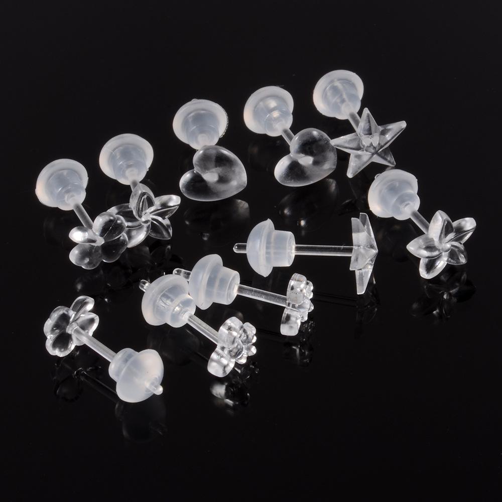 

10pcs Set Cute Classic Transparent Acrylic Little Flower Bowknot Star Stud Earrings for Women Piercing Four Leaf Star Jewelry
